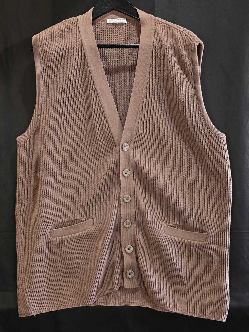 Vintage Joan Vass USA 100% Cotton Ribbed Knit Sweater Vest